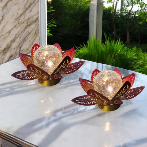 Lampka ogrodowa Solar czujnik zmierzchu szkło metal 17 x 9,5 multikolor red