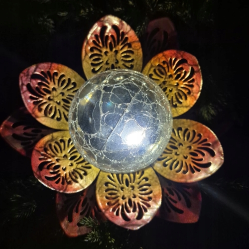 Lampka ogrodowa Solar czujnik zmierzchu szkło metal 17 x 9,5 multikolor red