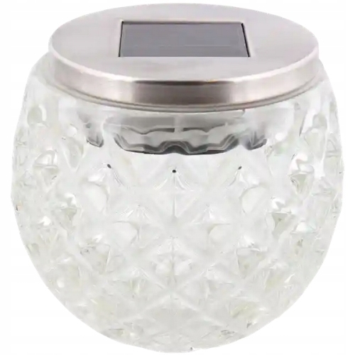Lampa solarna szklana kula led ogrodowa stojąca zewnętrzna 10 cm KWADRATY