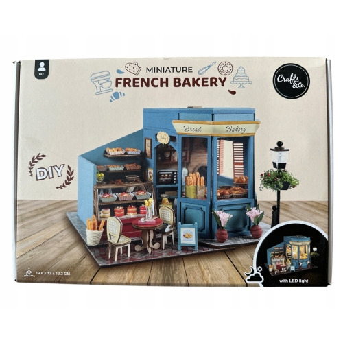 Miniaturowy domek FANCUSKA PIEKARNIA DIY światło LED Crafts&Co ZRÓB TO SAM
