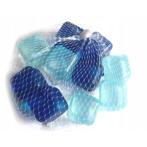 Kostki do drinków napojów plastikowe wielorazowe 20 sztuk Biało Niebieskie