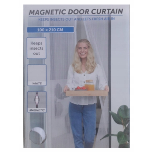 MAGNETYCZNA MOSKITIERA DRZWIOWA SIATKA 100 x 210 cm NA KOMARY OWADY CZARNA