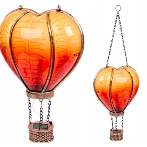 Wisząca OGRODOWA Lampa Solarna lampion BALON serce z Efektem PŁOMIEŃ LED