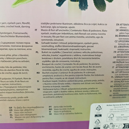 ZESTAW DO SZYDEŁKOWANIA BUKIET KWIATÓW DIY KWIATY z włóczki 47cm na prezent