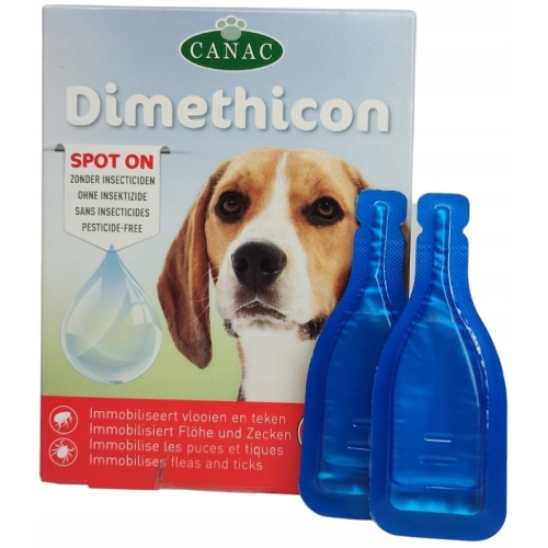 Krople dla PSA na Pchły Kleszcze Pasożyty Canac 2 dawki 2 x 1,5ml na skórę