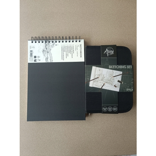 Zestaw: Szkicownik A4 50 kart 130g + Etui ołówków do szkicowania 17 element
