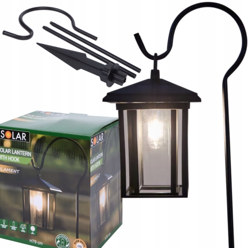 LAMPA SOLARNA LED LATARNIA OGRÓD TARAS BALKON CZUJNIK ZMIERZCHU WISZĄCA