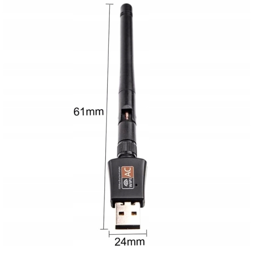 Karta sieciowa WIFI zewnętrzna MT7601 ZGEMMA VU+ NBOX E2 2,4 GHz czarna