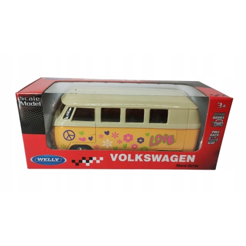 VOLKSWAGEN T1 BUS KOLEKCJONERSKI METALOWY SAMOCHÓD RESORAK WELLY 1:34 KWIAT