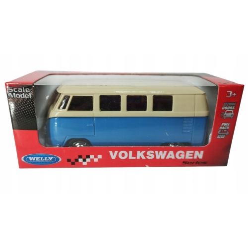 VOLKSWAGEN BUS T2 KOLEKCJONERSKI METALOWY SAMOCHÓD RESORAK WELLY 1:34