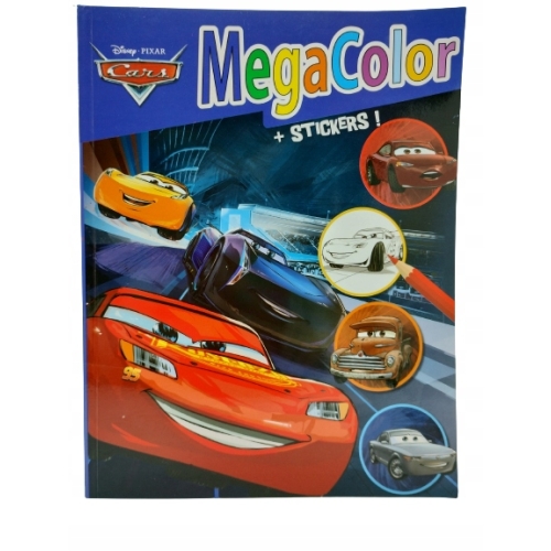 KOLOROWANKA MEGA COLOR DLA DZIECI naklejki Disney PIXAR Cars