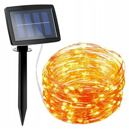 LAMPKI LED SOLARNE DRUT MIEDZIANY na ogród taras balkon 150 lampek cm 46