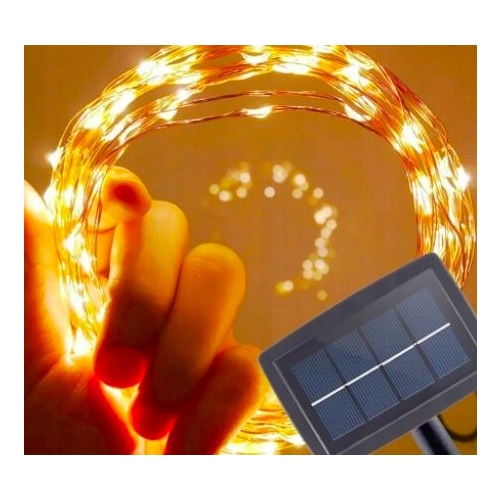 LAMPKI LED SOLARNE DRUT MIEDZIANY na ogród taras balkon 150 lampek cm 46