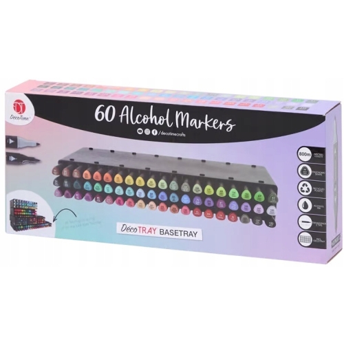 Markery Alkoholowe 60 sztuk dwustronne DecoTime duży box mix Kolory 91-120