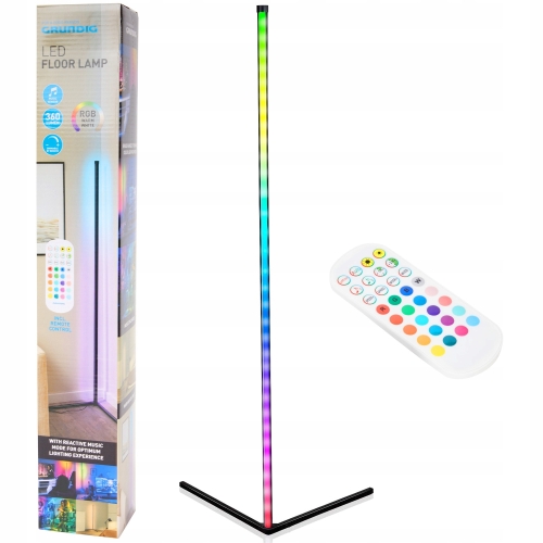 LAMPA LED GRUNDIG RGB MUSIC SENSOR PODŁOGOWA NAROŻNA 140cm + Pilot STOJĄCA