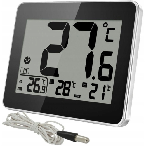 Termometr Higrometr Zegar 3w1 uchwyt magnetyczny duży wyświetlacz LCD Czarn