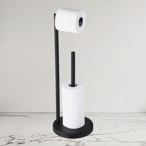 STOJAK NA PAPIER TOALETOWY ŁAZIENKOWY DO TOALETY 53CM METALOWY CZARNY LOFT