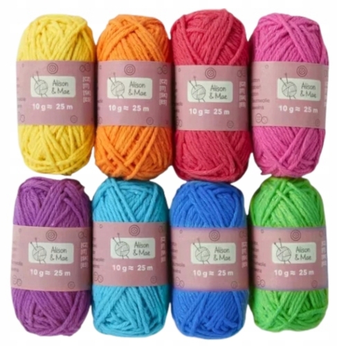 Włóczka bawełniana 8 x 25 m motek 10 gram MIX 803