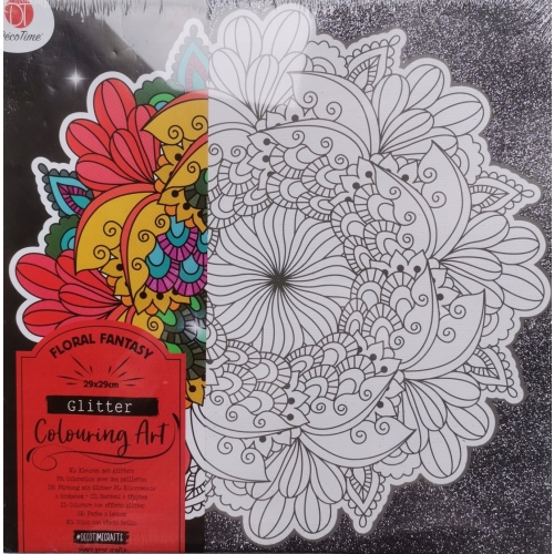 KOLOROWANKA NA PŁÓTNIE Z BROKATEM DecoTime brokatowa wym. 29 x 29 KWIATY