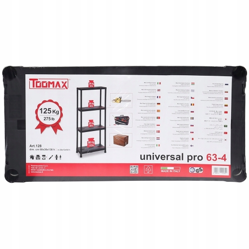 REGAŁ MAGAZYNOWY 125KG PLASTIKOWY 4 PÓŁKI WYTRZYMAŁY 60 x 30 x 138 cm