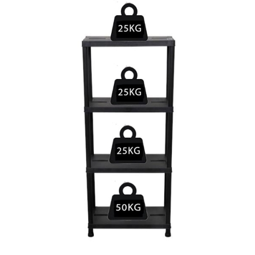 REGAŁ MAGAZYNOWY 125KG PLASTIKOWY 4 PÓŁKI WYTRZYMAŁY 60 x 30 x 138 cm