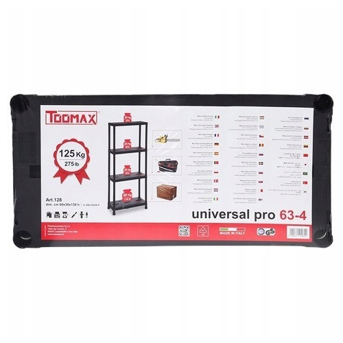 REGAŁ MAGAZYNOWY 125KG PLASTIKOWY 4 PÓŁKI WYTRZYMAŁY 60 x 30 x 138 cm