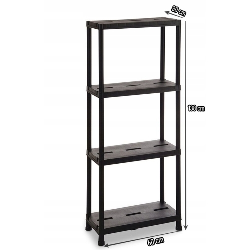 REGAŁ MAGAZYNOWY 125KG PLASTIKOWY 4 PÓŁKI WYTRZYMAŁY 60 x 30 x 138 cm
