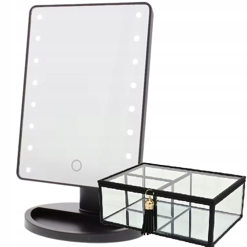 Podświetlane LUSTRO kosmetyczne LUSTERKO Do Makijażu LED na bat 16,9x11,9cm