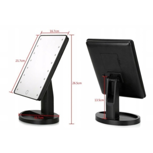 Podświetlane LUSTRO kosmetyczne LUSTERKO Do Makijażu LED na bat 16,9x11,9cm