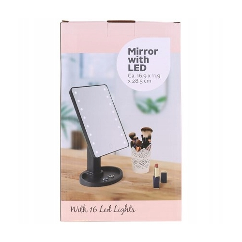 Podświetlane LUSTRO kosmetyczne LUSTERKO Do Makijażu LED na bat 16,9x11,9cm