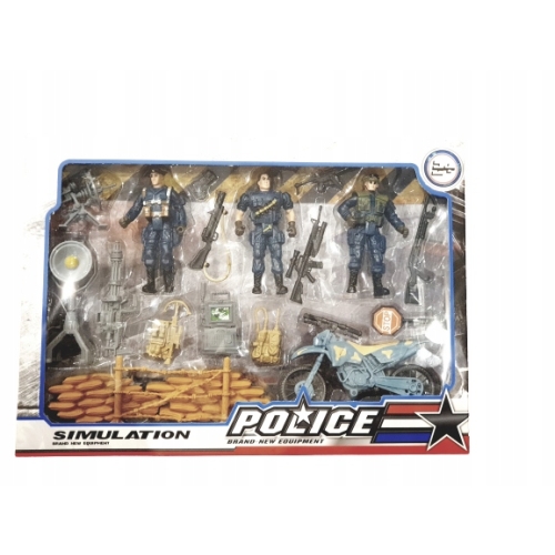 Zestaw 3 policjantów figurki z akcesoriami kreatywna zabawa POLICJA