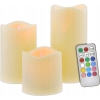 Zestaw 3 świec LED białe z pilotem RGB Marmurkowe