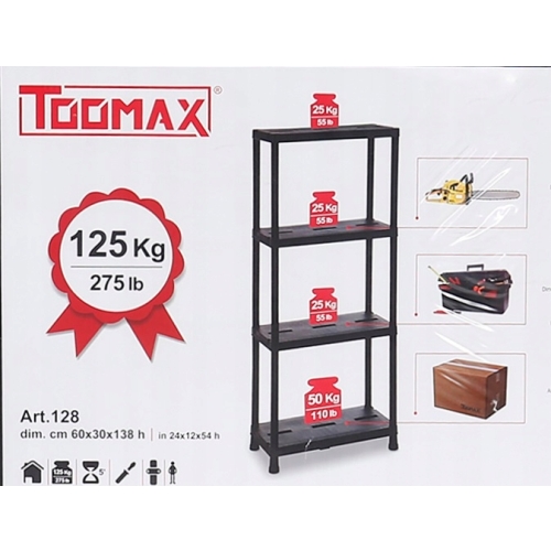 REGAŁ MAGAZYNOWY PLASTIKOWY 4 PÓŁKI 125 KG