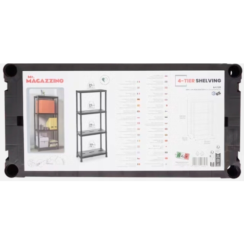 REGAŁ MAGAZYNOWY PLASTIKOWY 4 PÓŁKI 125 KG