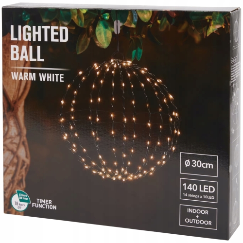 Kula świetlna 140 LED Ø 30cm Warm White z timerem Światło Białe Ciepłe