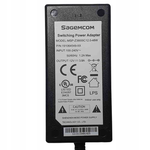 Oryginalny Zasilacz dekoder SagemCom PolsatBOX MSP-Z3800IC12.0-48W 12V 3,8A