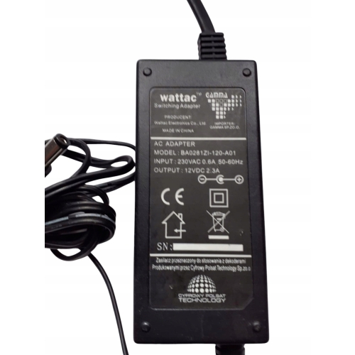 ORYGINALNY ZASILACZ WATTAC CYFROWY POLSAT 12V 2,3A BA0281ZI-120-A01
