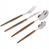 ZESTAW SZTUĆCÓW CUTLERY SET 24 ELEMENTY 6 OSÓB DREWNO STAL NIERDZEWNA