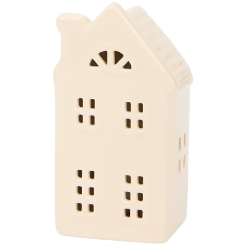 Domek lampion ceramiczny kamienica z oświetleniem LED Home Accents beżowy