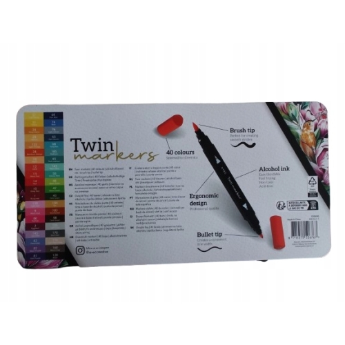 Flamastry Pisaki Mazaki TwinMarker Brush Bullet Tip DecoTime 40 szt. 37-120