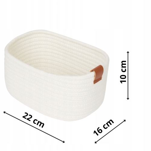 Koszyk do przechowywania bawełniany pleciony biały styl boho 22x16x 11 cm