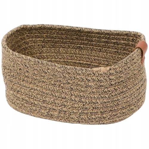 Koszyk do przechowywania bawełniany pleciony brązowy styl boho 22x16x11 cm