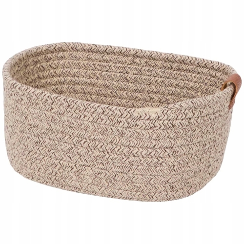 Koszyk do przechowywania bawełniany pleciony brązowy styl boho 22x16x11 cm