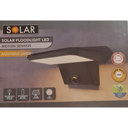 Lampa solarna elewacyjna + czujka ruchu 3,5m 120° LED 200-800 lm IP44