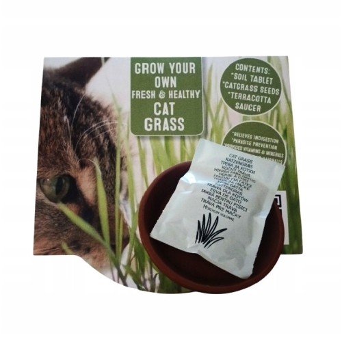 Trawa dla kota CAT GRASS nasiona + mini doniczka terakota bioziemia 15 g