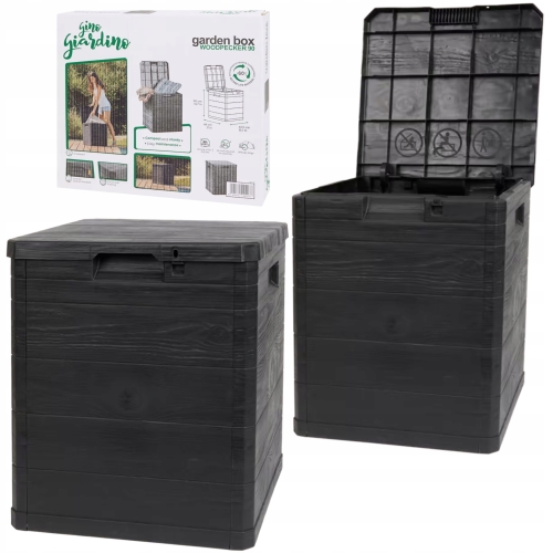 Skrzynia ogrodowa GARDEN BOX WOODPECKER 50x44x42,5 cm 90 l czarna
