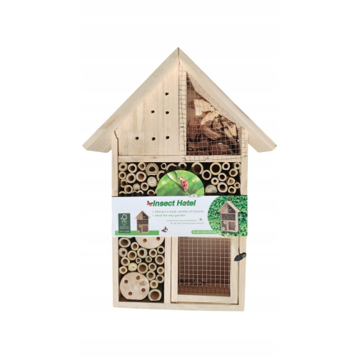 DOMEK hotel BUDKA lęgowa OWADÓW motyli karmnik naturalne drewno xxl 37 cm
