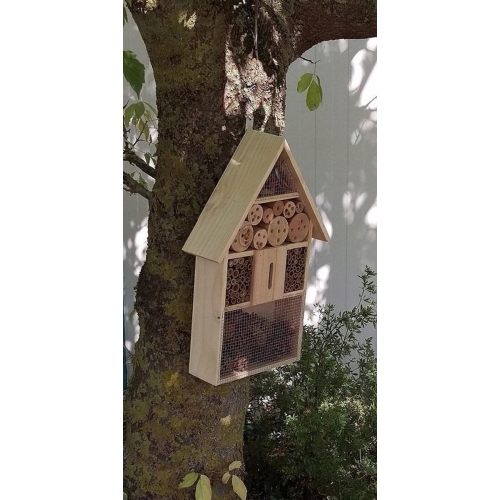 DOMEK hotel BUDKA lęgowa OWADÓW motyli karmnik naturalne drewno xxl 37 cm