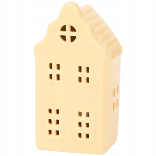 Domek lampion ceramiczny kamienica z oświetleniem LED Home Accents żółty