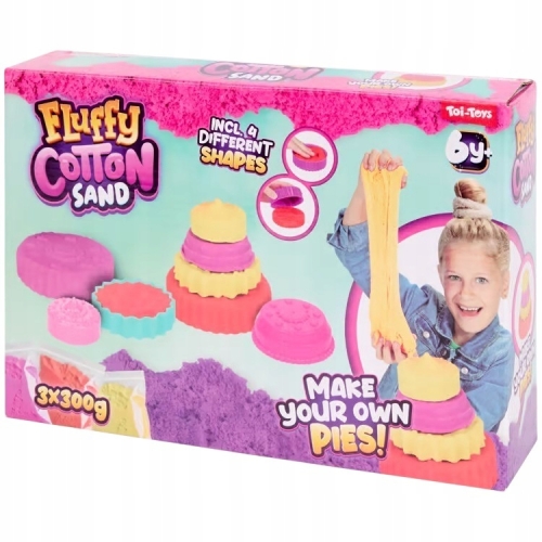 Elastyczny piasek rozciągliwy do zabawy 7 części 4 formy FLUFFY COTTON SAND